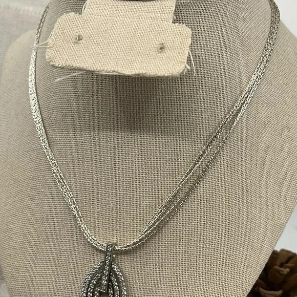 925 Italy Milor Multi-Strand Necklace w/ Layered Teardrop Pendant, 16-18" - Picture 7 of 16